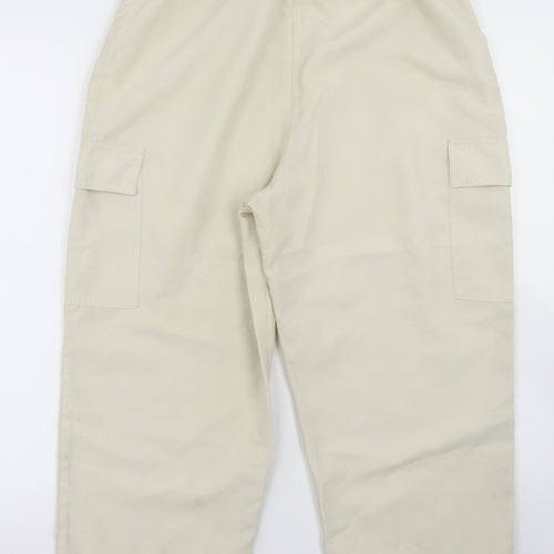 Nutshell Womens Beige  Polyester Cargo Trousers Size M L21 in Regular Drawstring
