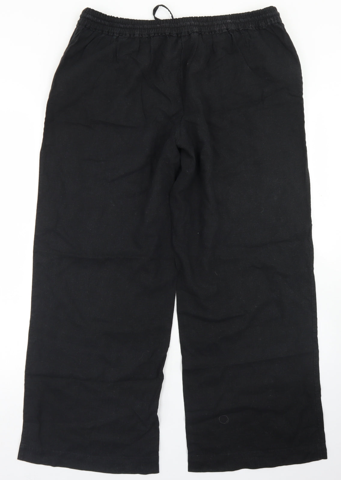 Dunnes Stores Womens Black  Linen Trousers  Size 16 L28 in Regular Drawstring