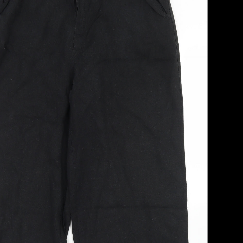 Dunnes Stores Womens Black  Linen Trousers  Size 16 L28 in Regular Drawstring