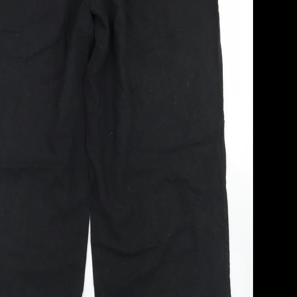 Dunnes Stores Womens Black  Linen Trousers  Size 16 L28 in Regular Drawstring