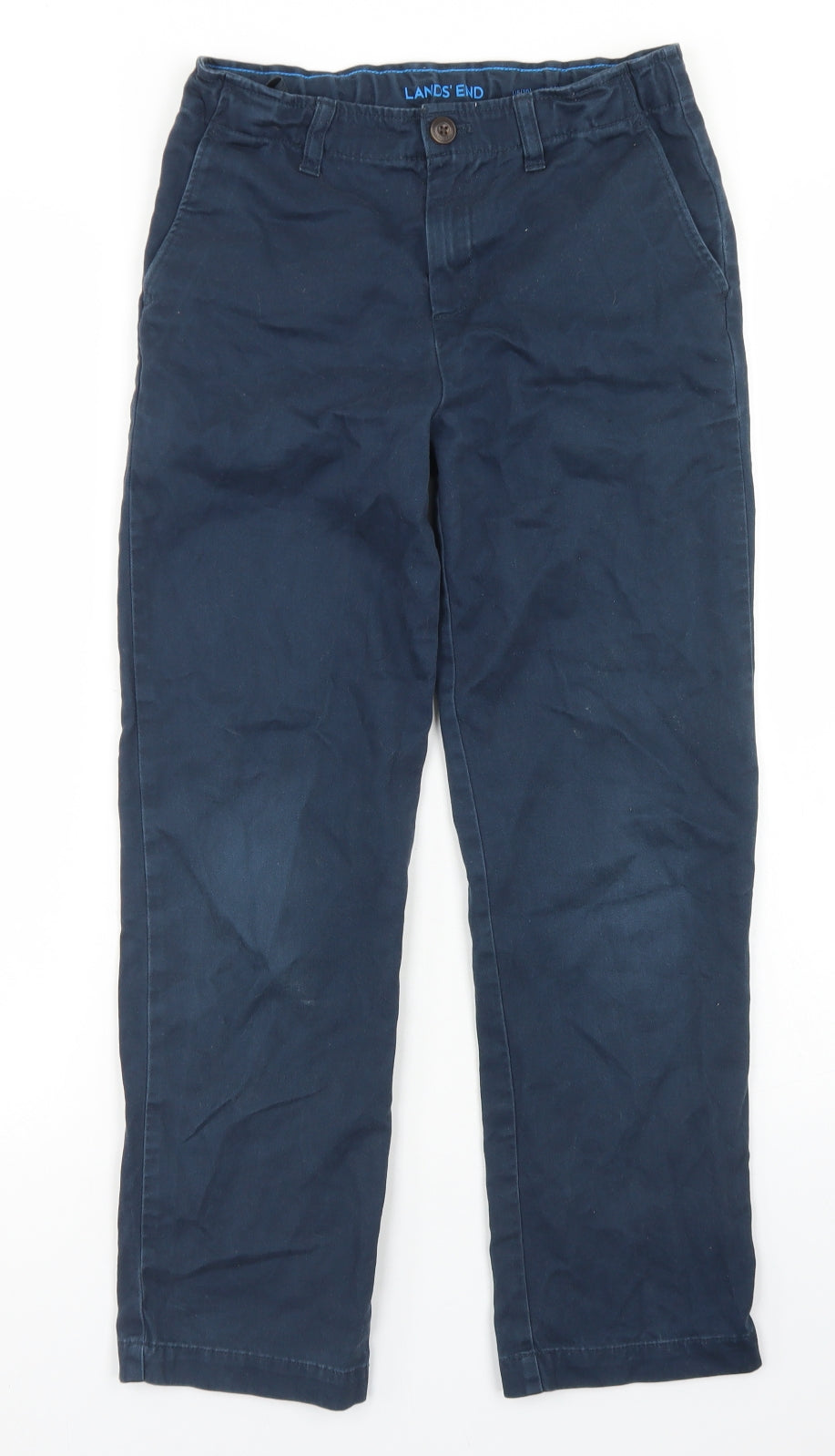 Lands' End Boys Blue  Cotton Chino Trousers Size 9-10 Years  Regular Button