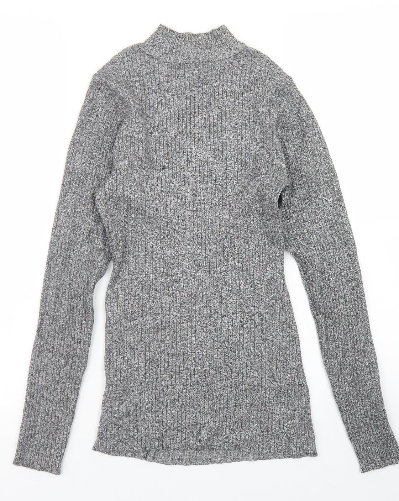 H&M Womens Grey Mock Neck  Viscose Pullover Jumper Size S