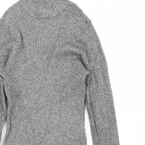 H&M Womens Grey Mock Neck  Viscose Pullover Jumper Size S
