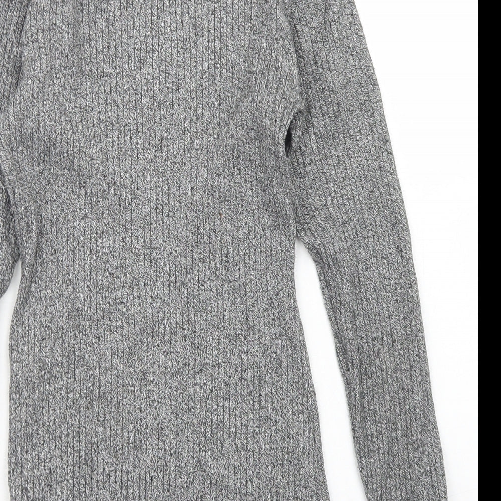 H&M Womens Grey Mock Neck  Viscose Pullover Jumper Size S