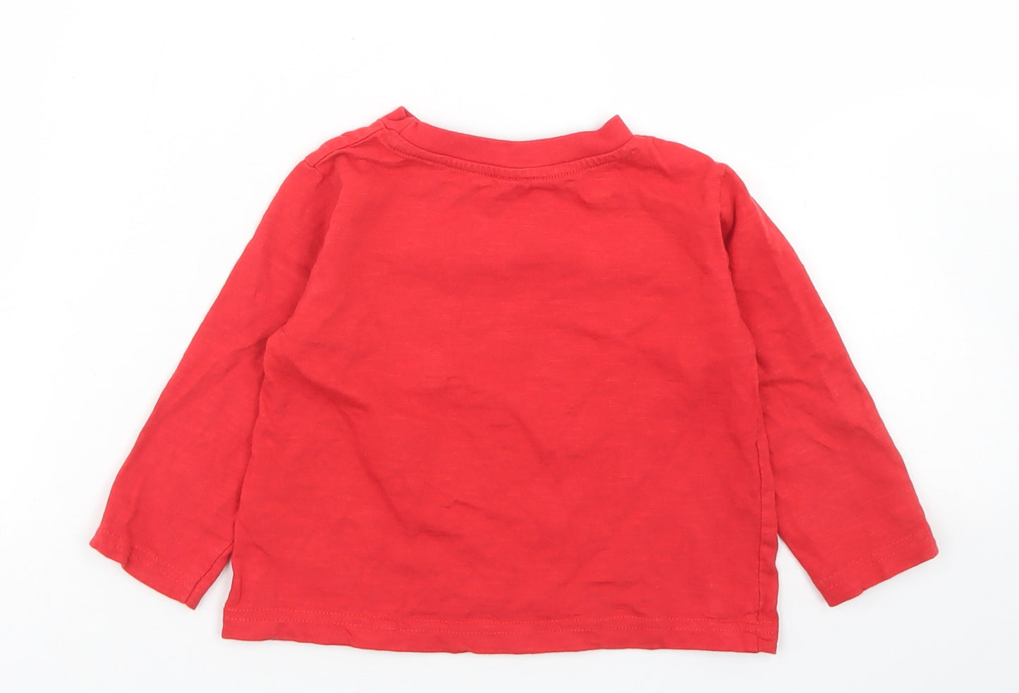Dunnes Stores Boys Red  Cotton Basic T-Shirt Size 18-24 Months Crew Neck  - Star