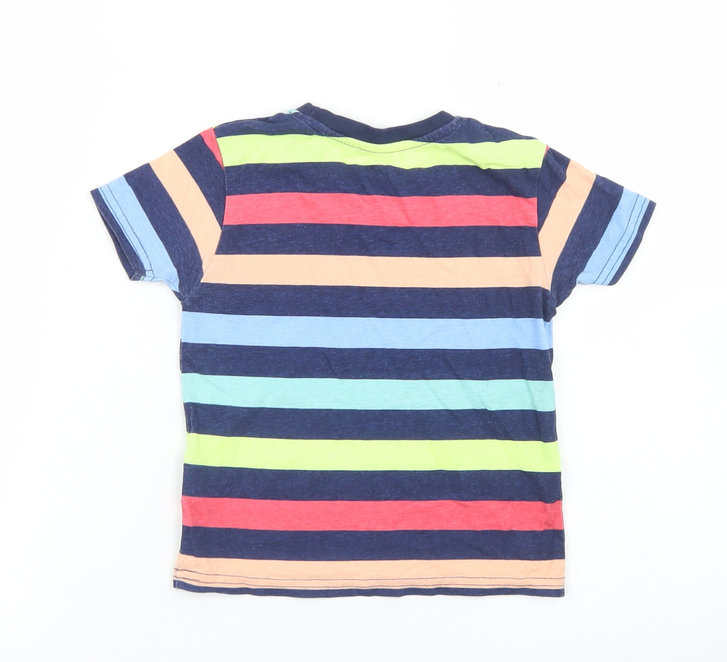 Primark Baby Blue Striped Cotton Basic T-Shirt Size 18-24 Months Crew Neck