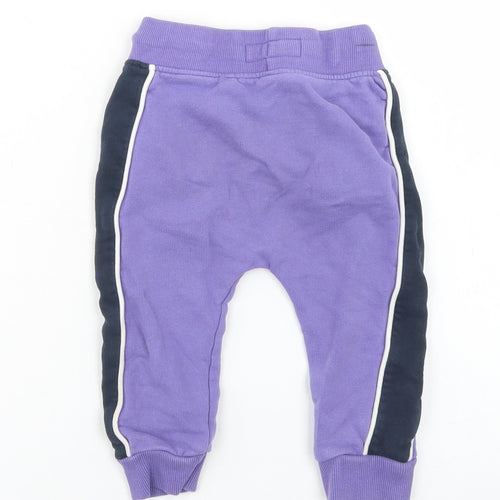 NEXT Girls Purple Colourblock Cotton Jogger Trousers Size 12-18 Months  Drawstring