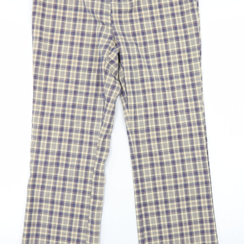 SheIn Womens Blue Plaid Polyester Dress Pants Trousers Size M L28 in Regular Button