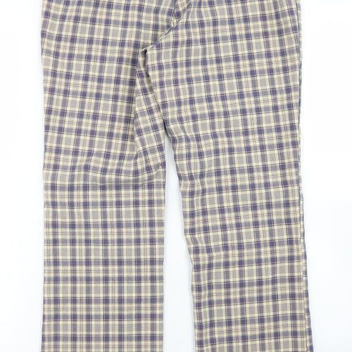 SheIn Womens Blue Plaid Polyester Dress Pants Trousers Size M L28 in Regular Button