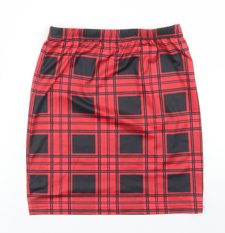 Sheine Girls Red Check Cotton Straight & Pencil Skirt Size 11-12 Years Regular