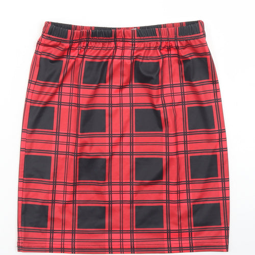 Sheine Girls Red Check Cotton Straight & Pencil Skirt Size 11-12 Years  Regular