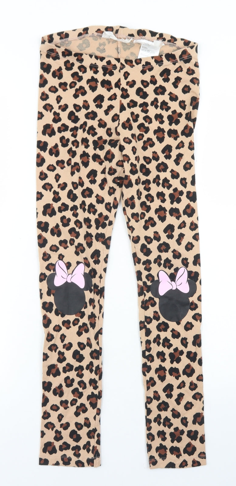 H&M Girls Brown Animal Print Cotton Jegging Trousers Size 9-10 Years  Regular  - Minnie Mouse Leggings