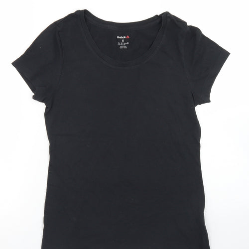 Reebok Womens Black  Cotton Basic T-Shirt Size S Crew Neck