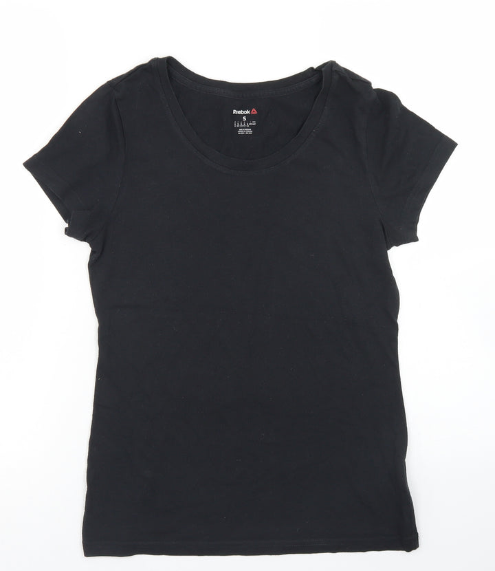 Reebok Womens Black Cotton Basic T-Shirt Size S Crew Neck
