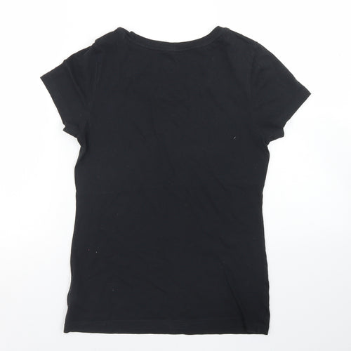 Reebok Womens Black  Cotton Basic T-Shirt Size S Crew Neck