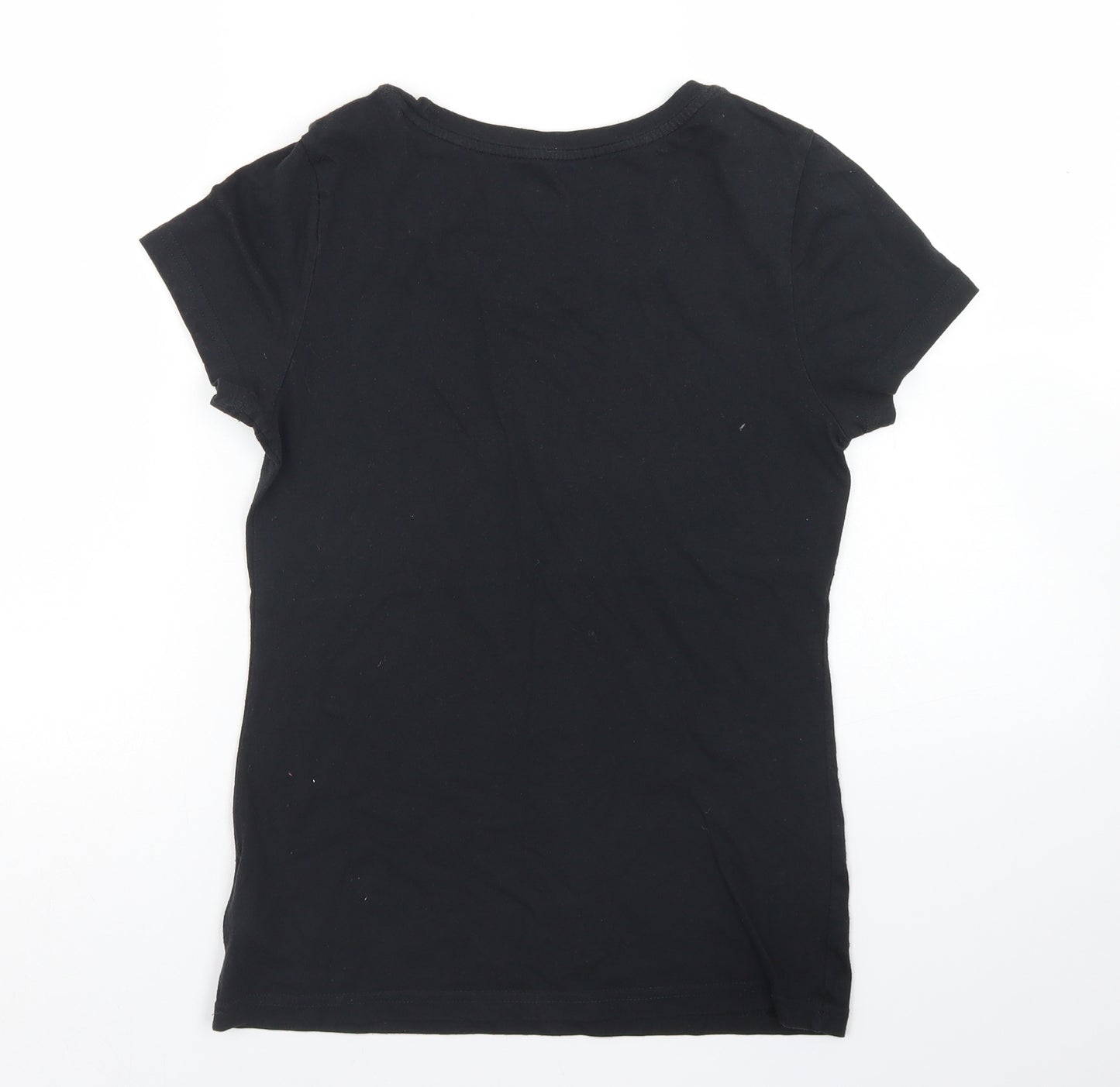 Reebok Womens Black  Cotton Basic T-Shirt Size S Crew Neck