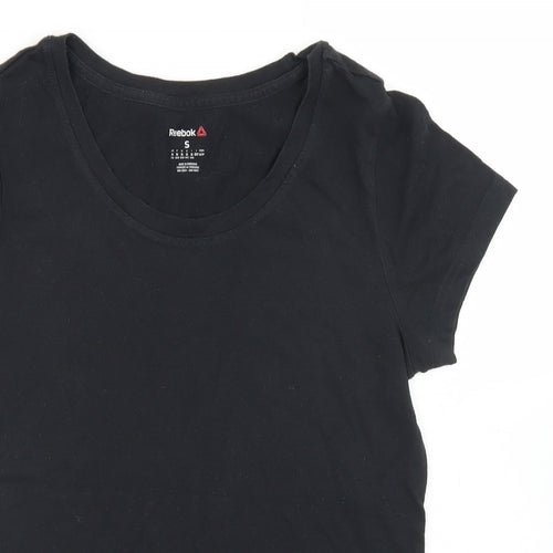 Reebok Womens Black  Cotton Basic T-Shirt Size S Crew Neck