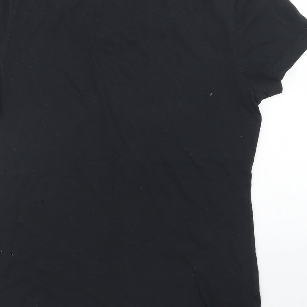 Reebok Womens Black  Cotton Basic T-Shirt Size S Crew Neck