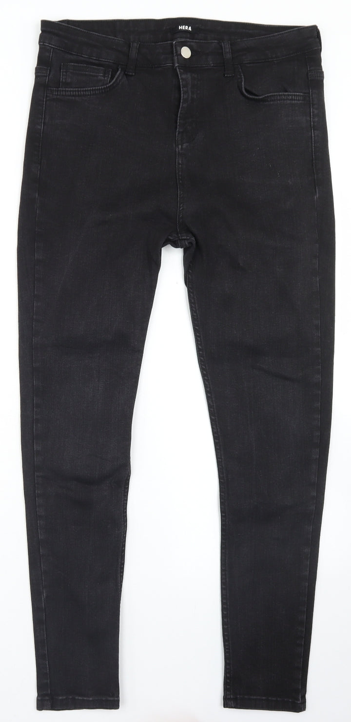 Hera Womens Black Cotton Skinny Jeans Size 32 in L26 in Regular Button