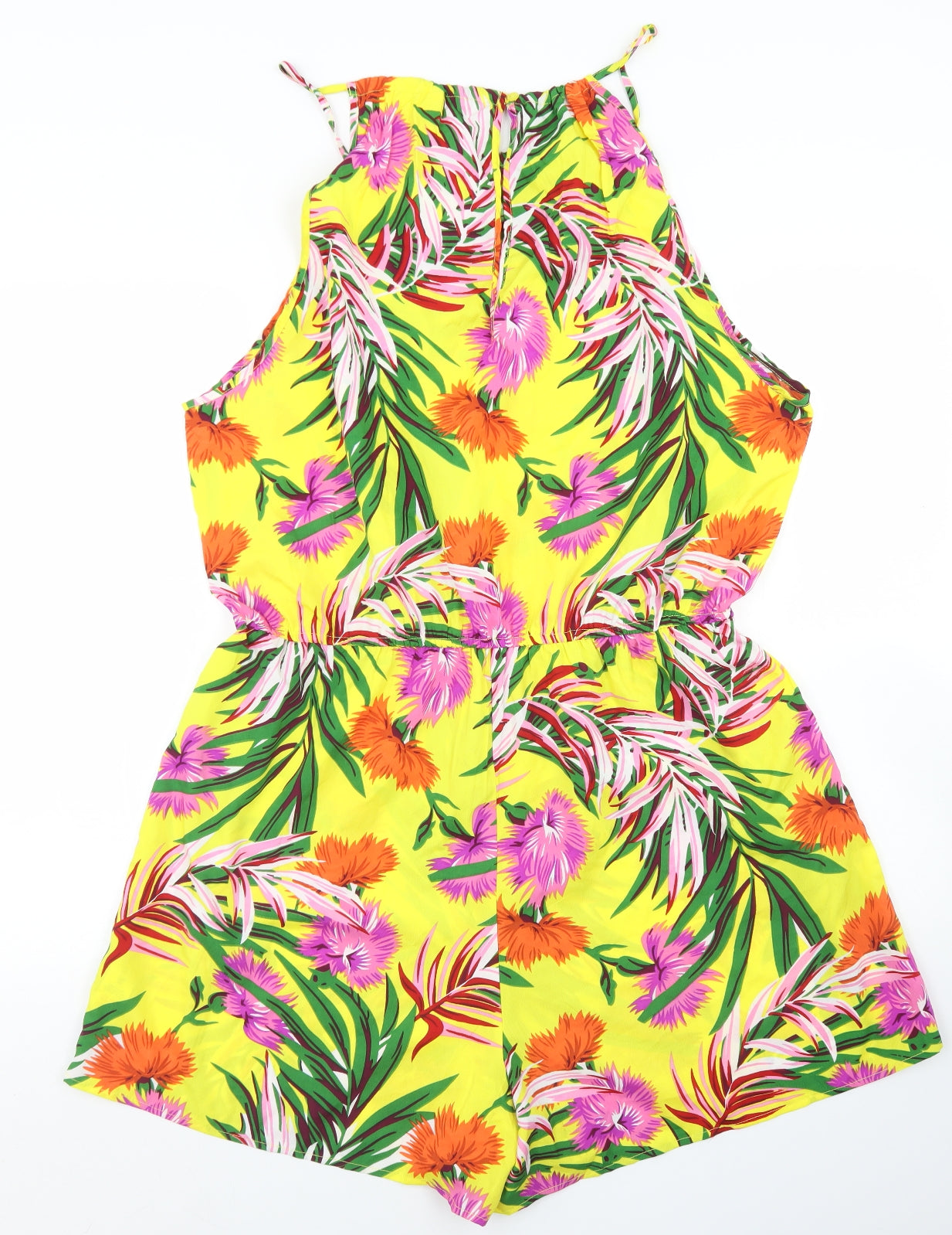 Pep & Co Womens Yellow Floral Polyester Playsuit One-Piece Size 22