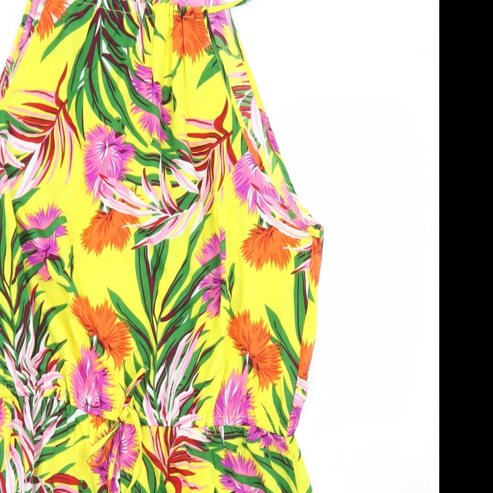 Pep & Co Womens Yellow Floral Polyester Playsuit One-Piece Size 22