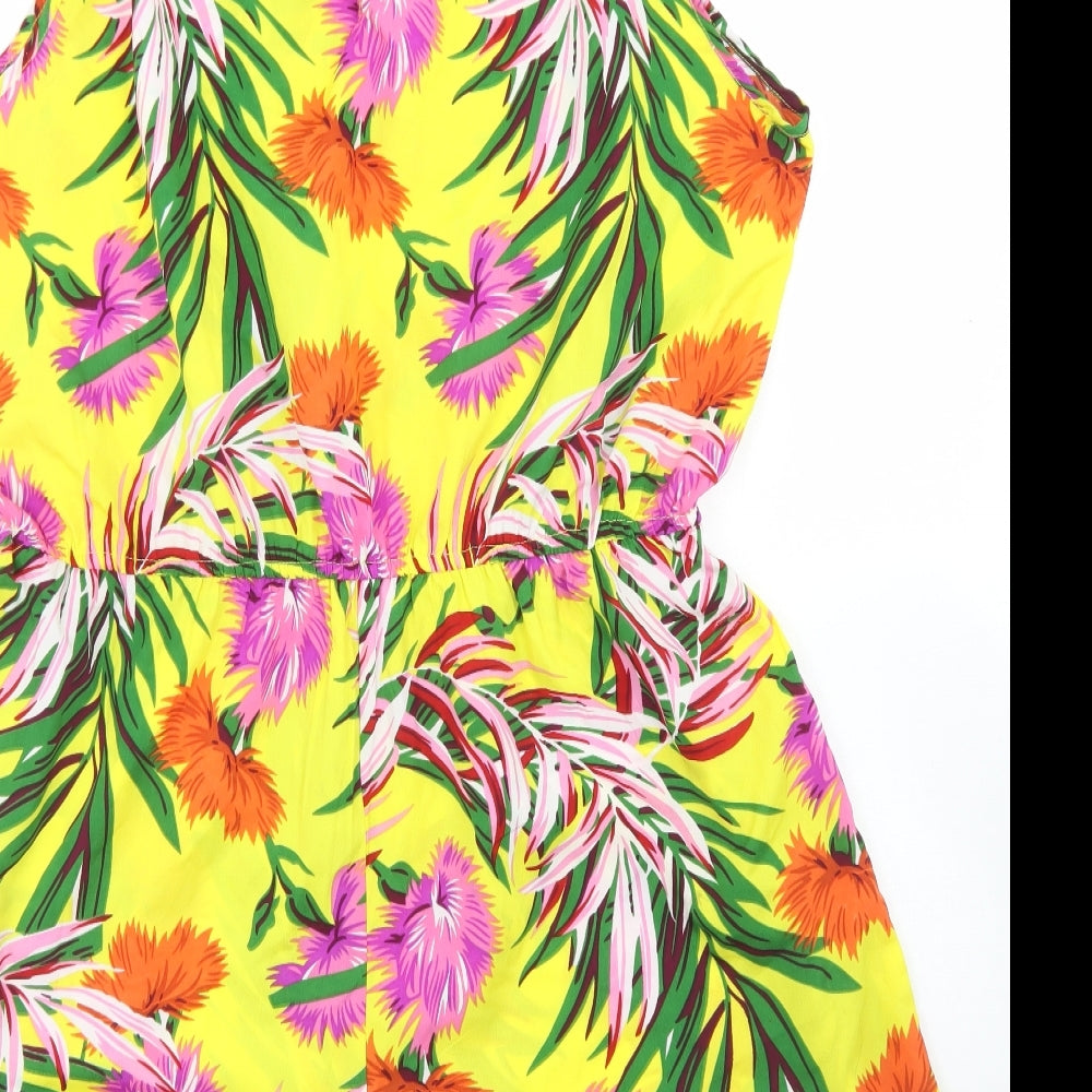 Pep & Co Womens Yellow Floral Polyester Playsuit One-Piece Size 22
