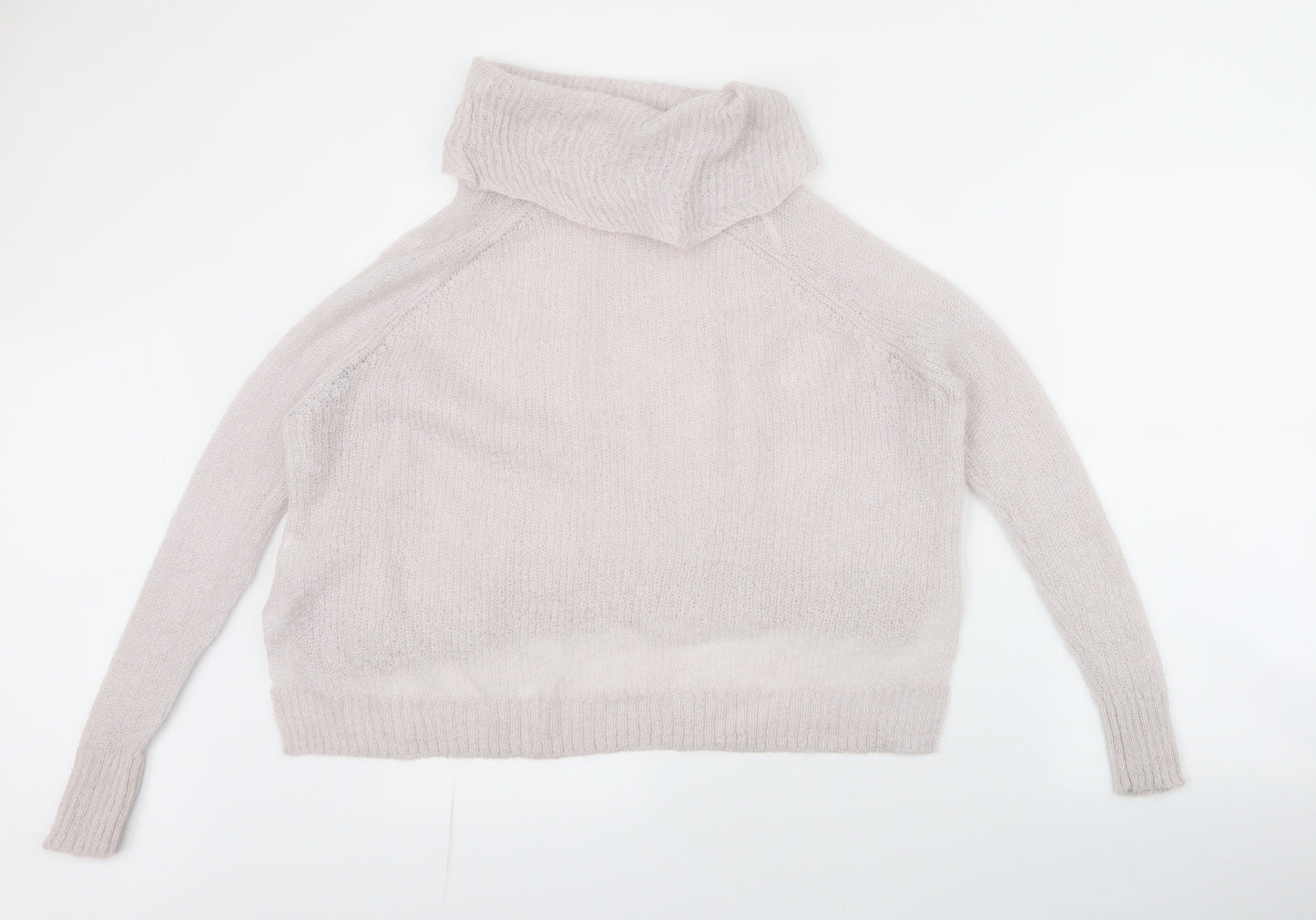 River Island Womens Beige Roll Neck  Mohair Pullover Jumper Size 10   - cropped