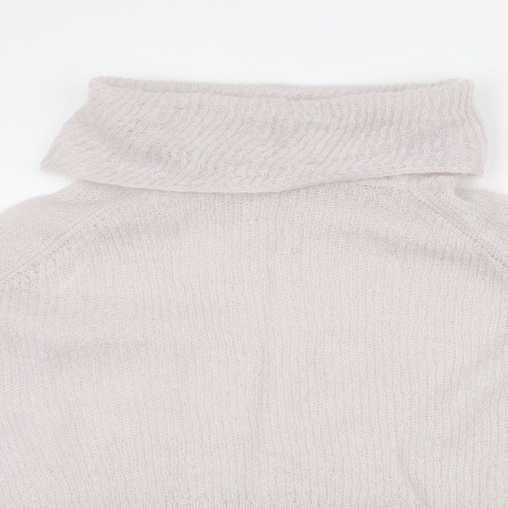 River Island Womens Beige Roll Neck  Mohair Pullover Jumper Size 10   - cropped