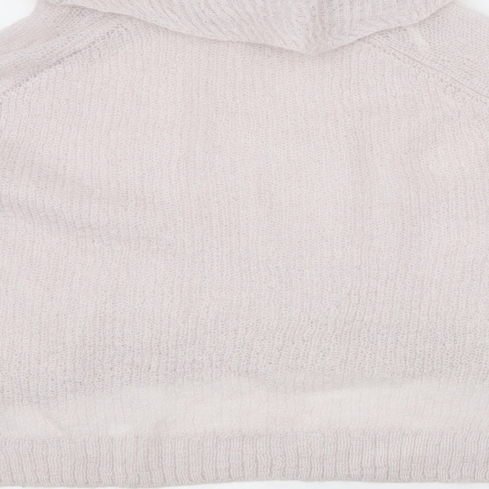 River Island Womens Beige Roll Neck  Mohair Pullover Jumper Size 10   - cropped