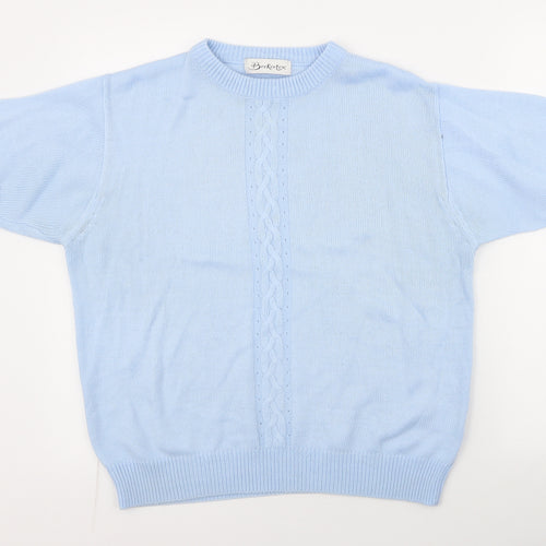 Berkertex Womens Blue Round Neck Geometric Acrylic Pullover Jumper Size 14