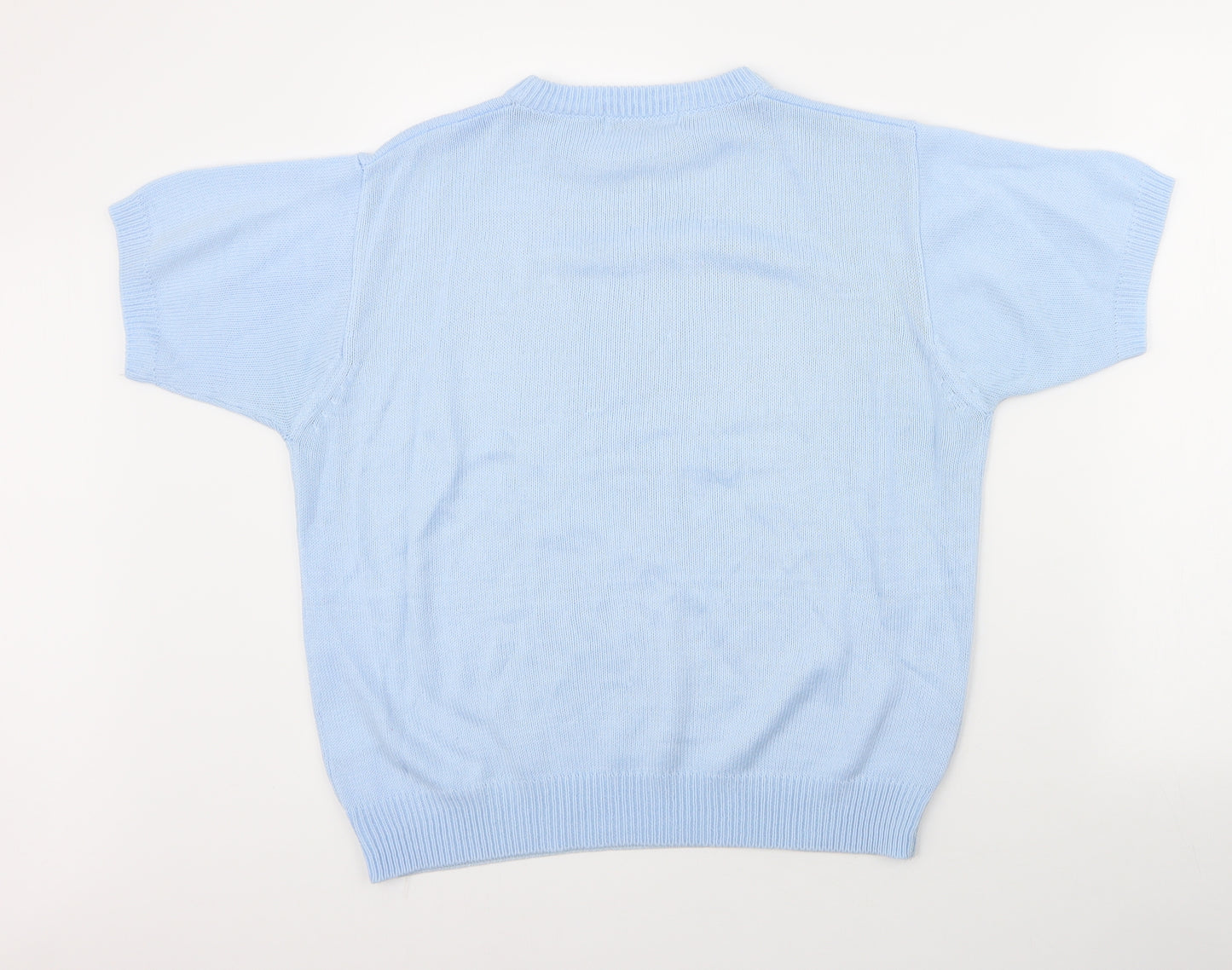 Berkertex Womens Blue Round Neck Geometric Acrylic Pullover Jumper Size 14