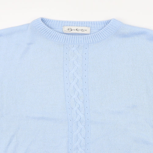Berkertex Womens Blue Round Neck Geometric Acrylic Pullover Jumper Size 14