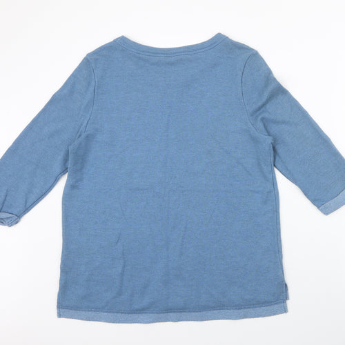 BHS Womens Blue Round Neck  Cotton Pullover Jumper Size 14