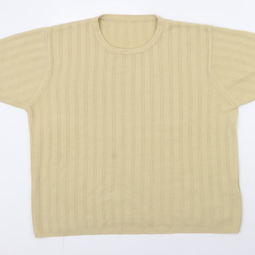Berkertex Womens Yellow Round Neck Striped Acrylic Pullover Jumper Size 14