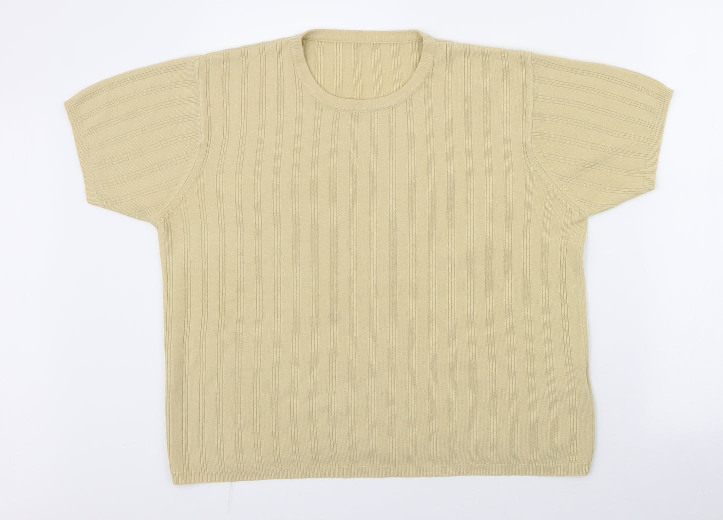 Berkertex Womens Yellow Round Neck Striped Acrylic Pullover Jumper Size 14