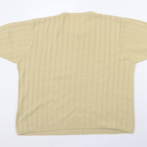 Berkertex Womens Yellow Round Neck Striped Acrylic Pullover Jumper Size 14