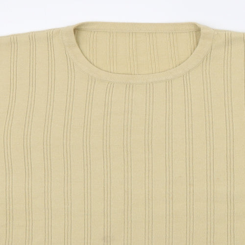 Berkertex Womens Yellow Round Neck Striped Acrylic Pullover Jumper Size 14