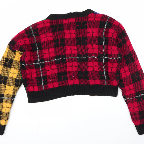 Urban Outfitters Womens Multicoloured V-Neck Plaid Acrylic Cardigan Jumper Size M   - Cropped Cardigan