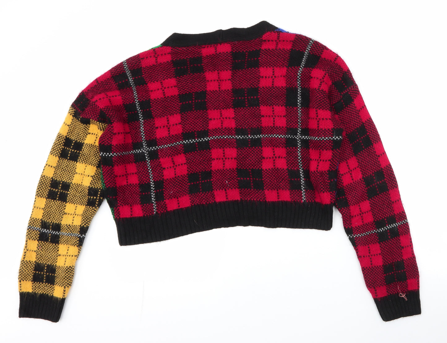 Urban Outfitters Womens Multicoloured V-Neck Plaid Acrylic Cardigan Jumper Size M   - Cropped Cardigan