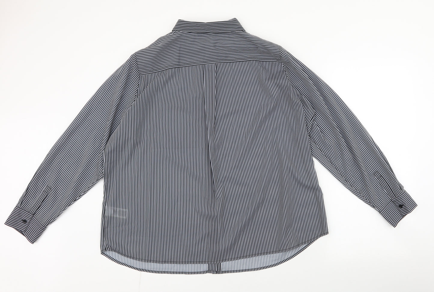 Marks and Spencer Womens Black Striped Polyester Basic Blouse Size 20 Collared