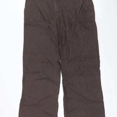 Marron Womens Brown  Linen Trousers  Size 12 L31 in Regular Zip