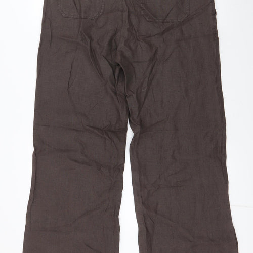 Marron Womens Brown  Linen Trousers  Size 12 L31 in Regular Zip