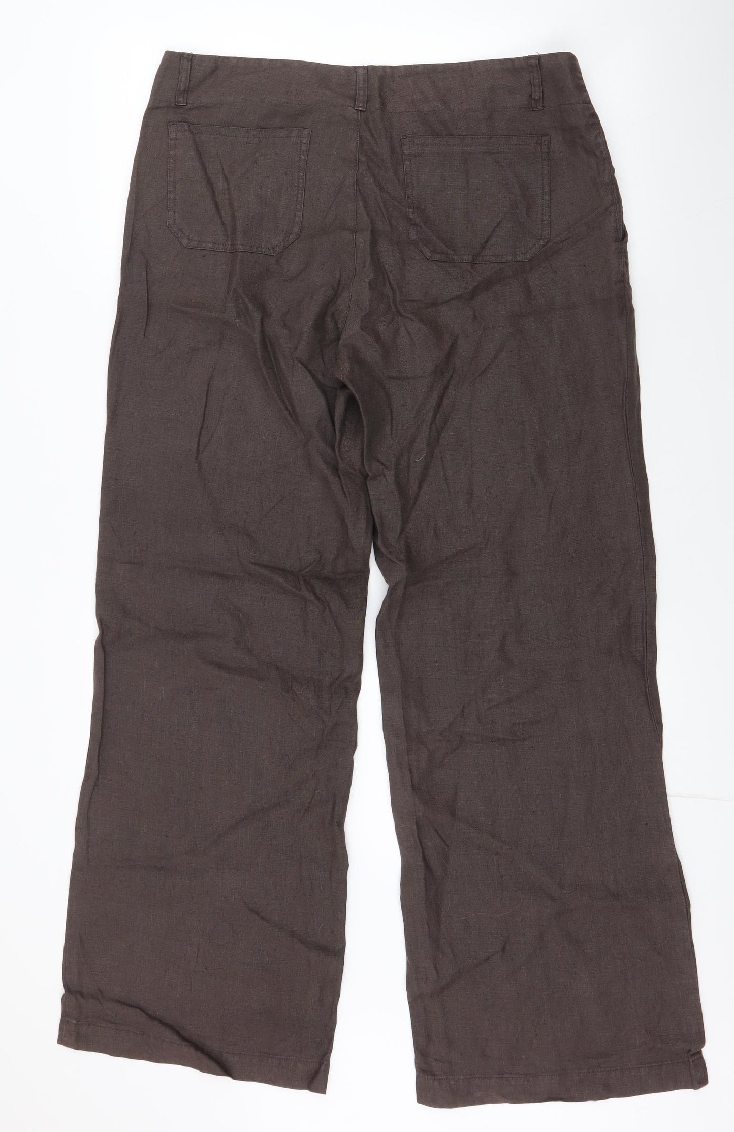 Marron Womens Brown  Linen Trousers  Size 12 L31 in Regular Zip