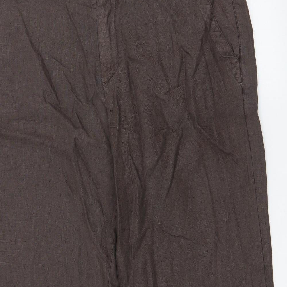 Marron Womens Brown  Linen Trousers  Size 12 L31 in Regular Zip