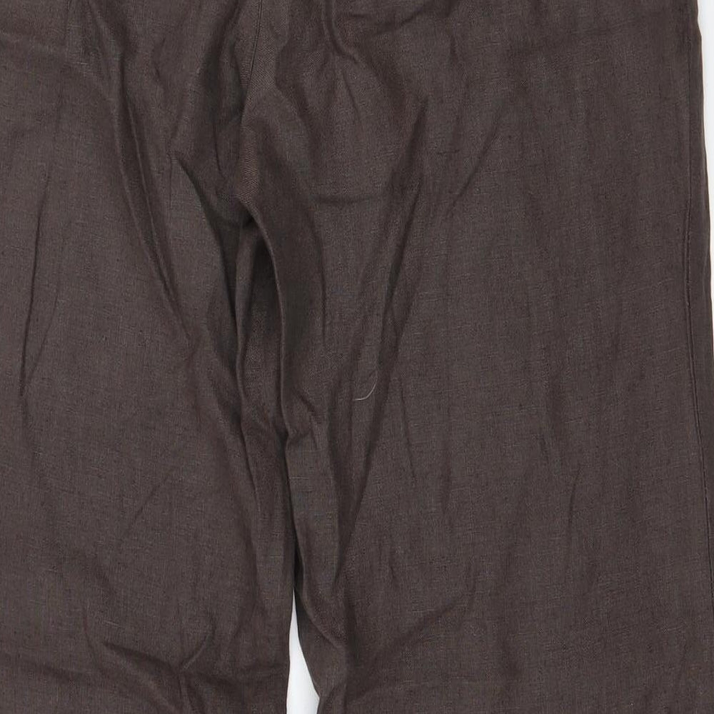 Marron Womens Brown  Linen Trousers  Size 12 L31 in Regular Zip
