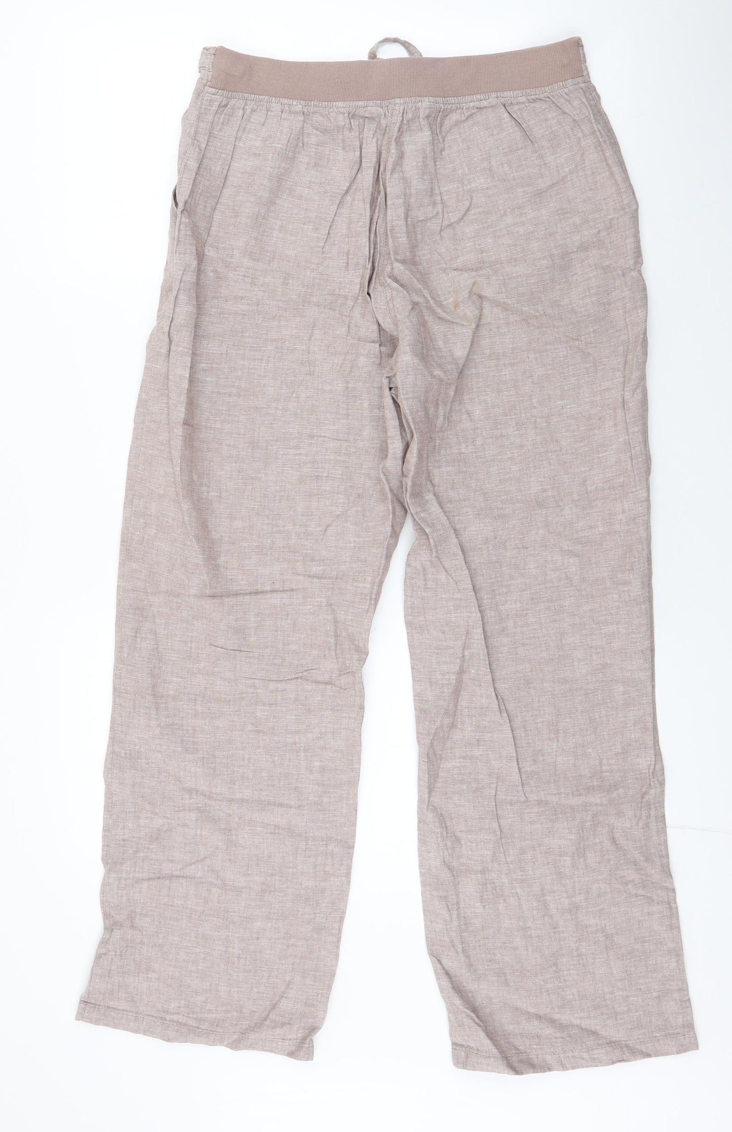 Bonmarché Womens Beige  Linen Trousers  Size 12 L27 in Regular Zip