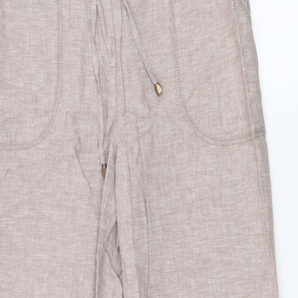 Bonmarché Womens Beige  Linen Trousers  Size 12 L27 in Regular Zip