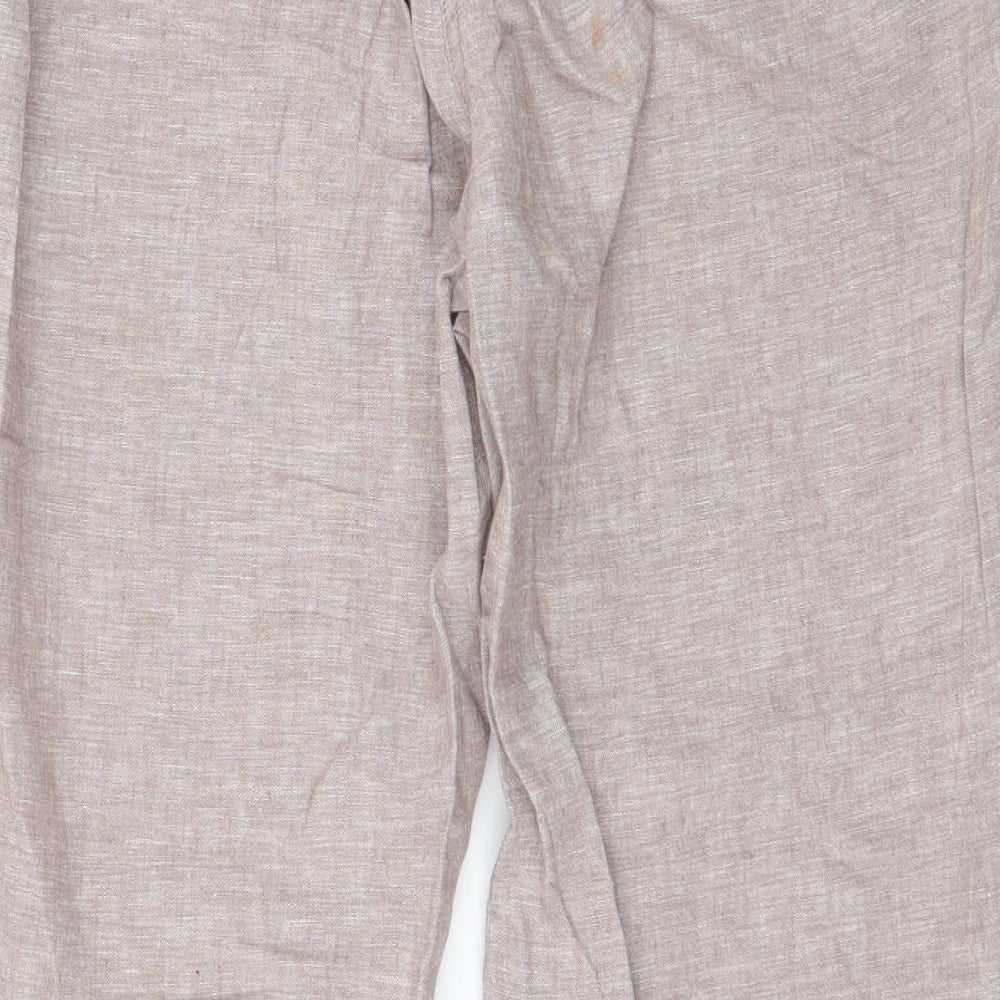 Bonmarché Womens Beige  Linen Trousers  Size 12 L27 in Regular Zip
