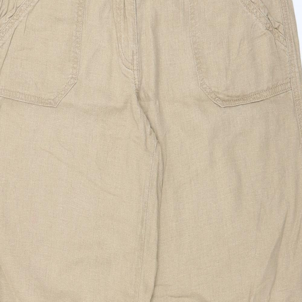 NEXT Womens Brown  Linen Trousers  Size 12 L30 in Regular Zip