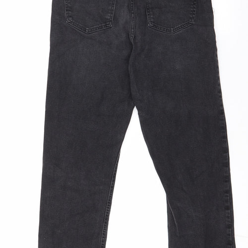 Denim & Co. Womens Black  Cotton Straight Jeans Size 12 L25 in Regular Zip - distressed ankle